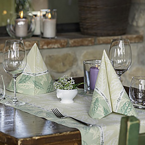 50 Servietten "ROYAL Collection" 1/4-Falz 40 cm x 40 cm grün "Autumn" von PAPSTAR