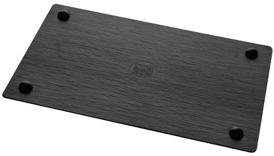 GN 1/4 Tablett -SLATE- 26,5 x 16,2 cm, H: 1 cm Melamin, schwarz, Schieferlook mit Antirutsch-Füßchen spülmaschinengeeignet