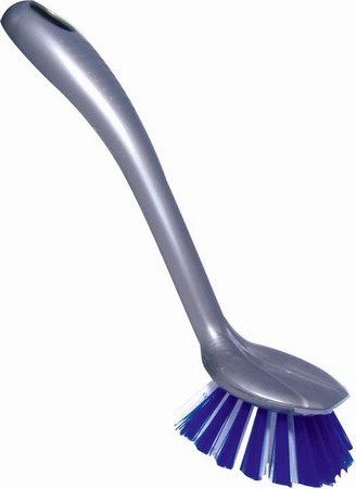 Spülbürste mit Aufhängeöse, Farben: weiß oder blau.