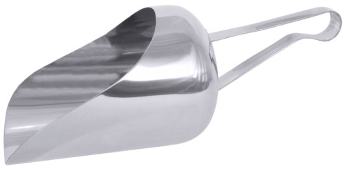 Mehlschaufel aus Edelstahl 18/10, hochglänzend, fugenlose Schaufel mit hygienischem Flachgriff, schwere Qualität Durchmesser