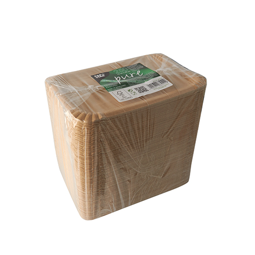 250 Teller, Pappe "pure" eckig 13 cm x 20 cm braun von PAPSTAR