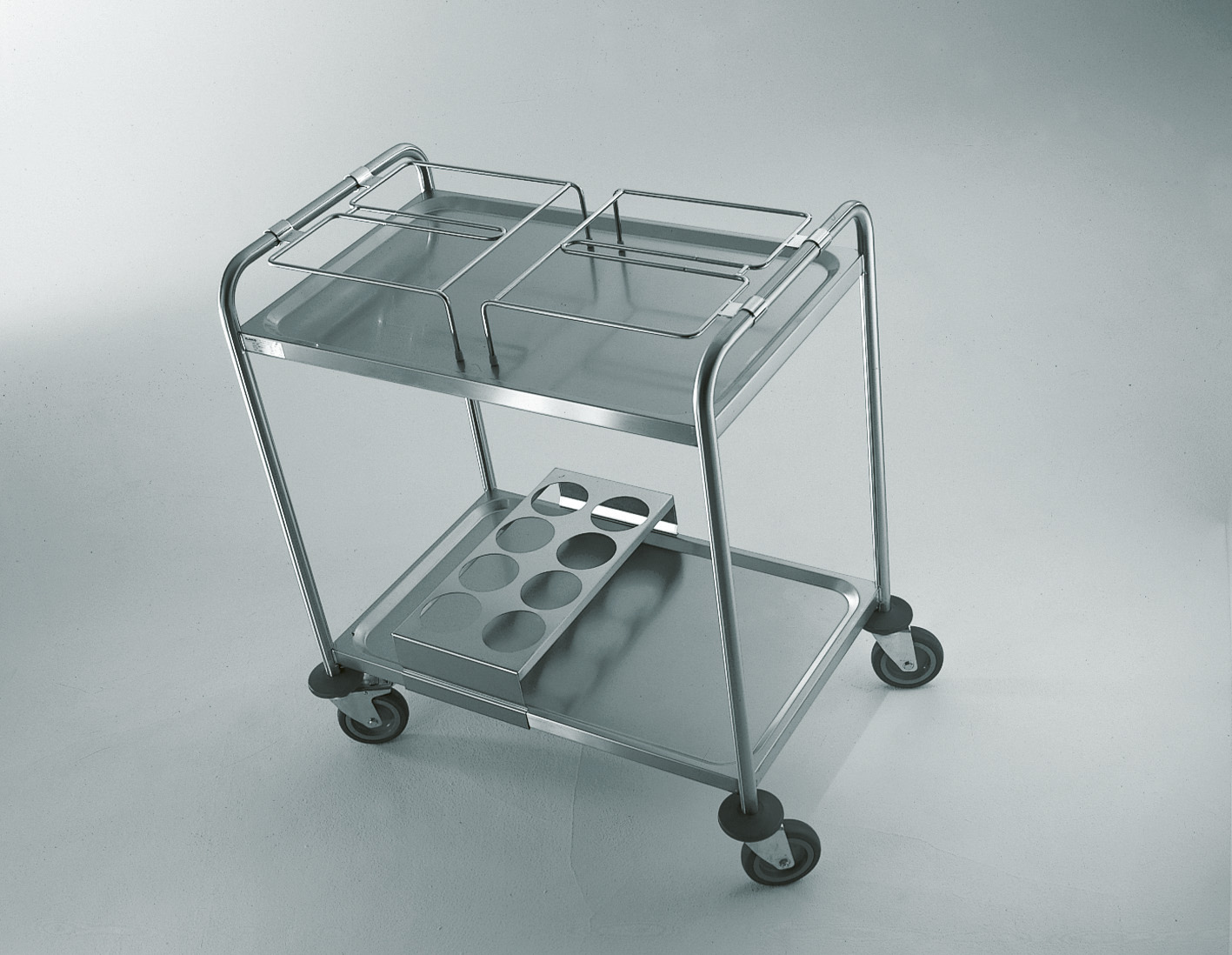 BLANCO Gewürzwagen aus rostfreiem Edelstahl mit stahlverzinkten Rollen, 4 Lenkrollen Ø 125 mm, davon 2 mit Feststeller, Kapazität: 8