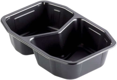 Duni PP-Schale HMR 215 x 148 x 50 mm Schwarz 2-Teilung, 312 Stk/Krt (1 x 312 Stk)