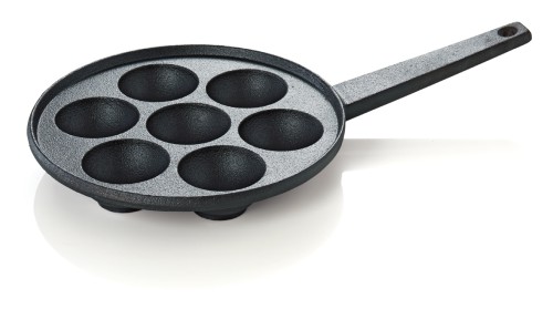 Pförtchenpfanne. Vertiefungen Ø 5,5 cm. Gusseisen. 7 Vertiefungen.
