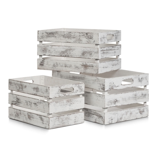 Zeller Aufbewahrungs-Kiste Vintage weiß, Holz 31x21x18,7 cm