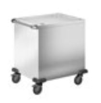 BLANCO Korbspender aus rostfreiem Edelstahl, 4 Lenkrollen Ø 125 mm, davon 2 mit Feststeller, unbeheizt, geschlossene Ausführung, Korbmaße: 650