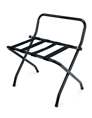 Gepäckablage. pulverbeschichteter Stahl. mit Wandschutz und schwarzem Nylonband,