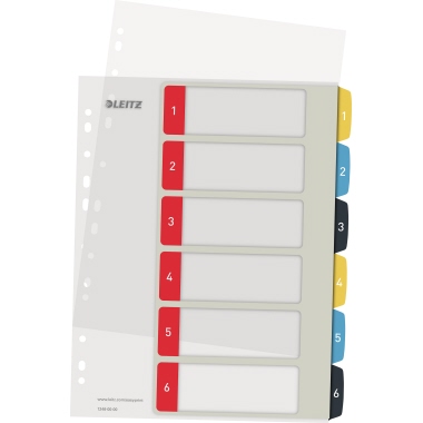 Leitz Zahlenregister Cosy DIN A4, Überbreite 1-6 Polypropylen mehrfarbig