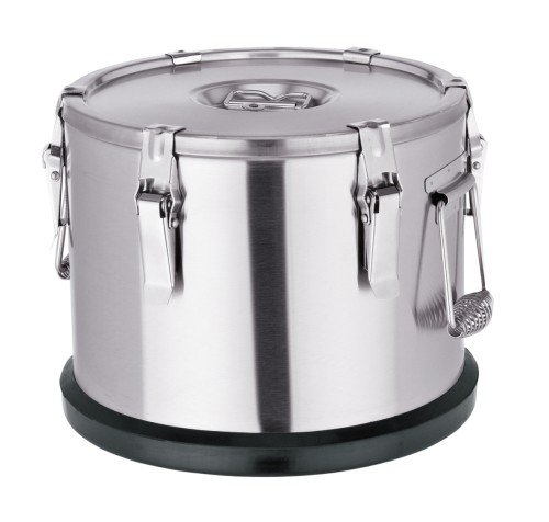 Thermospeisetransportbehälter. Chromnickelstahl. mit 6 Verschlussklammern und