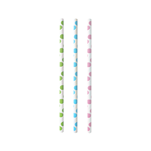 25 Trinkhalme, Papier Ø 6 mm · 20 cm farbig sortiert "Dots" von PAPSTAR