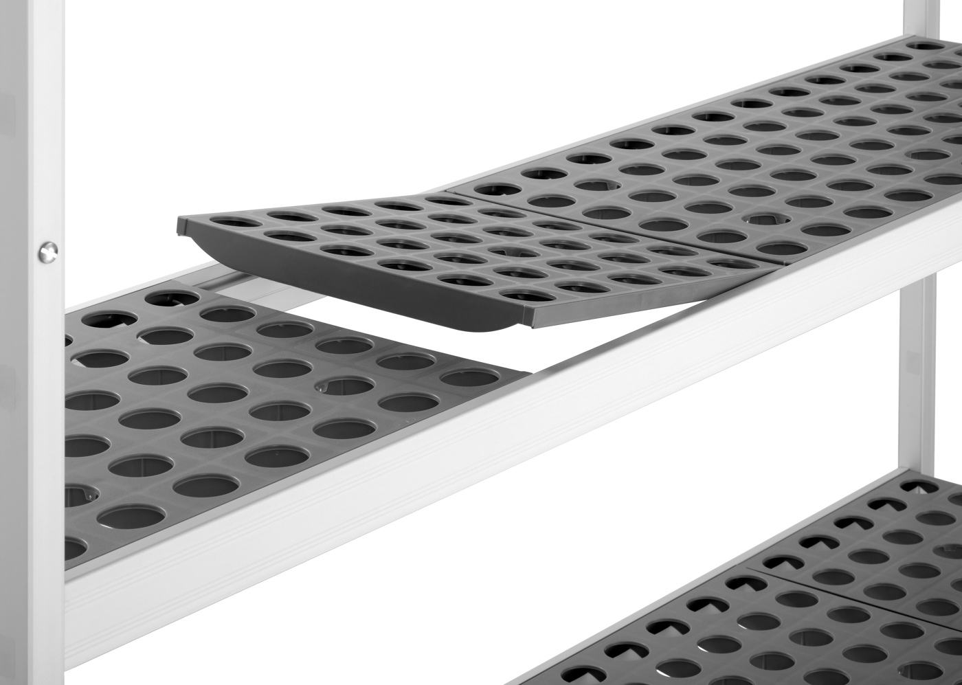 Bartscher Regalsystem Kit 3, B1500 | Bausatzbestehend aus: 2 Regalständern ,16 Einlegeböden |Maße: 150 x 36 x 180,0 cm. Gewicht: