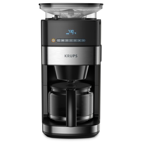 KRUPS Grind Aroma Kaffeemaschine mit Mahlwerk 1.25 L Automatisches Mahlen und Aufbrühen für 10-15 Tassen Einfach zu reinigendes Kegelmahlwerk