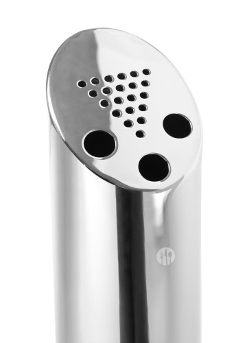 Standaschenbecher, Edelstahl, Säulenmodell. Sehr robustes Design. Kann sowohl am Boden
