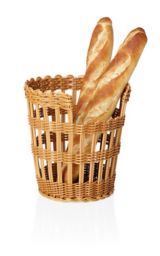 Baguettekorb. Polypropylen. Rand mit Edelstahldrahtverstärkung und Frontausschnitt.