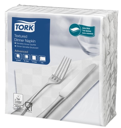 Tork Textured Dinnerserviette Weiß Premium Weiß