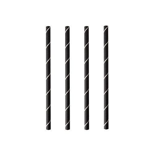 250 Cocktail Trinkhalme, Papier Ø 7 mm · 15 cm schwarz/weiss "Stripes" von PAPSTAR