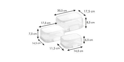 Tescoma Dosen-3er Set FreshZONE Farbe: weiß, Maße: 14,5 x 11,5 x 6,5 cm, 17,5 x 14,5 x 6,5 cm, 20,5 x 17,5 x 6,5 cm