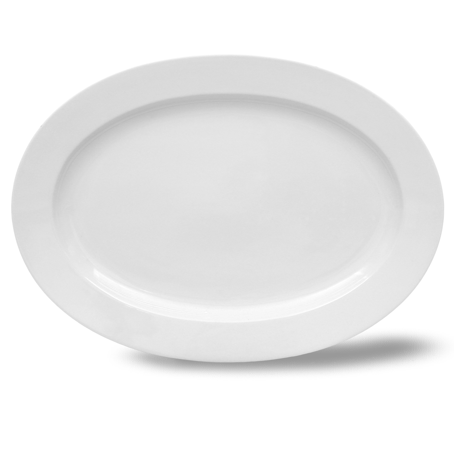 Servierplatte ADRINA, oval, 36 x 25,5 cm, von caterado. Aus weißem Porzellan. stapelbar.
