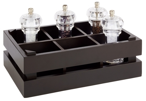 Holzbox -SUPERBOX- 29 x 18,5 cm, H: 10,5 cm Akazienholz, schwarz passend zu GN 1/4 nicht spülmaschinengeeignet stapelbar