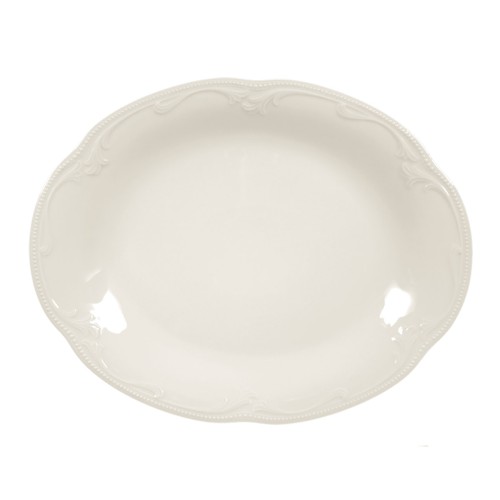 Seltmann Servierplatte oval 31,5x24,5 cm, oval mit Relief, Form: Rubin, weiss cream, hohe Kantenschlagfestigkeit, Made in Germany
