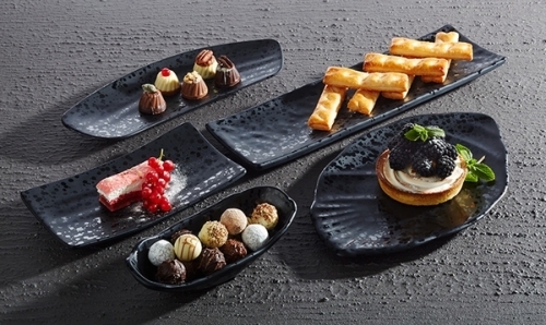 Schale -GLAMOUR- Ø 8 cm, H: 3 cm Melamin, schwarz 0,05 Liter spülmaschinengeeignet stapelbar nicht mikrowellengeeignet keine