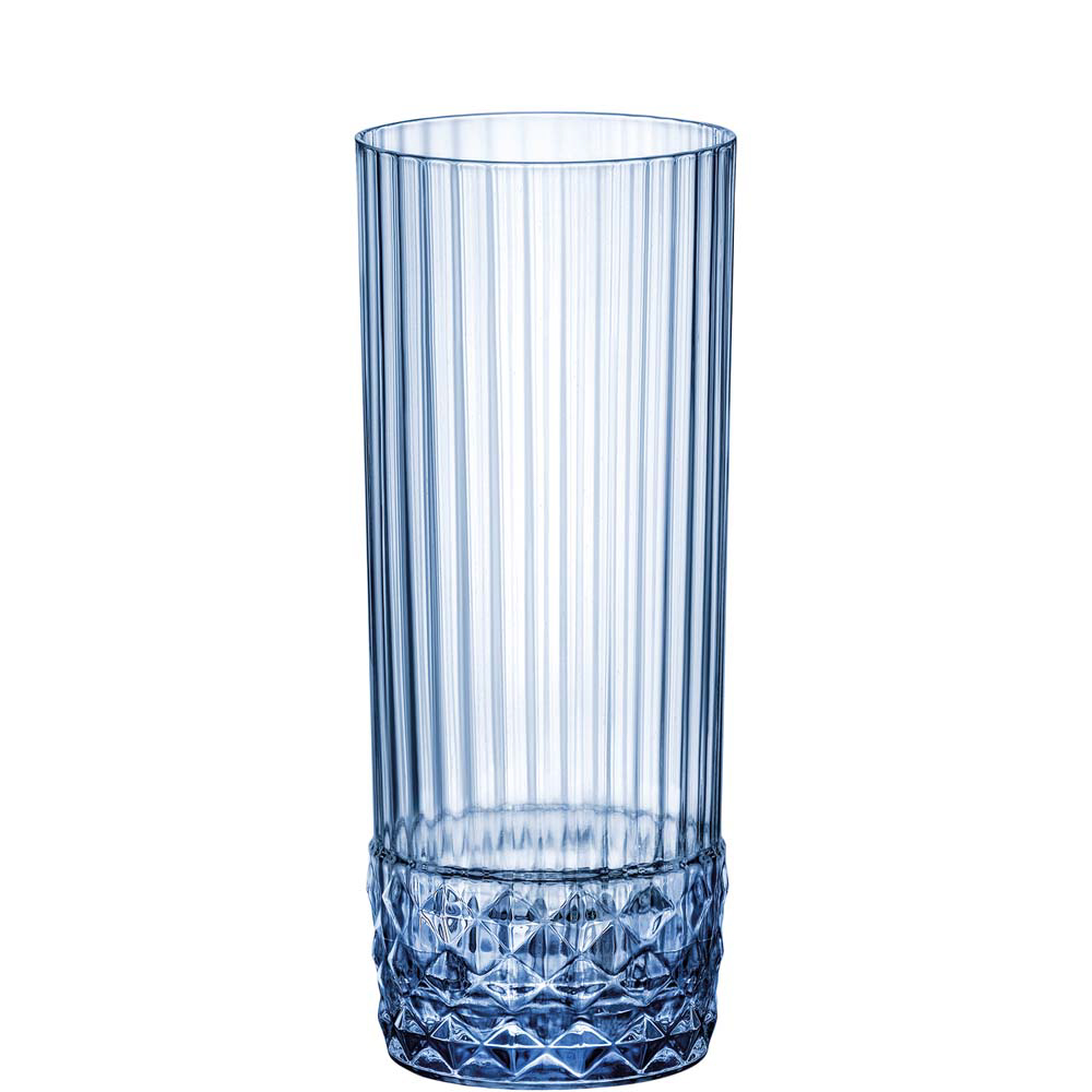 Bormioli Rocco America 20s Blue Longdrink 40cl, durchgefärbt, blau, Glas