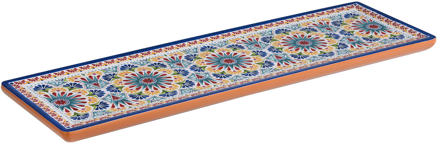 GN 2/4 Tablett -ARABESQUE- 53 x 16,2 cm, H: 2 cm Melamin innen: Dekor außen: Terrakottaoptik mit Antirutsch-Füßchen