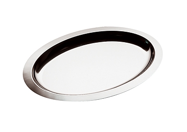 Tablett -FINESSE- 50 x 36 cm, H: 2,5 cm 18/0 Edelstahl oval, glatter Rand spülmaschinengeeignet stapelbar