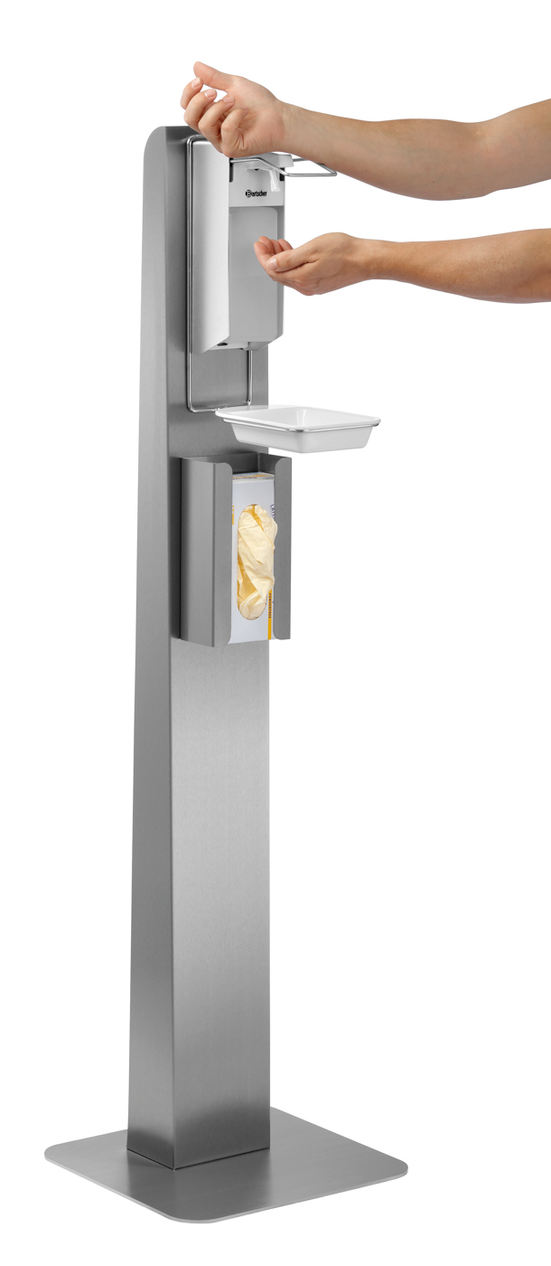 Bartscher Hygienesäule DH1 1460 | Abtropfschaleintegriert: Nein | Maße: 40 x 40 x 146,2 cm.Gewicht: 10,2 kg