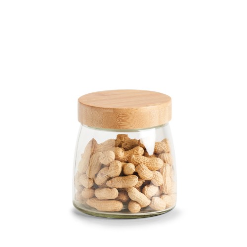 Vorratsglas m. Bambusdeckel, 950 ml. Ø: 125 mm. Höhe: 130 mm.