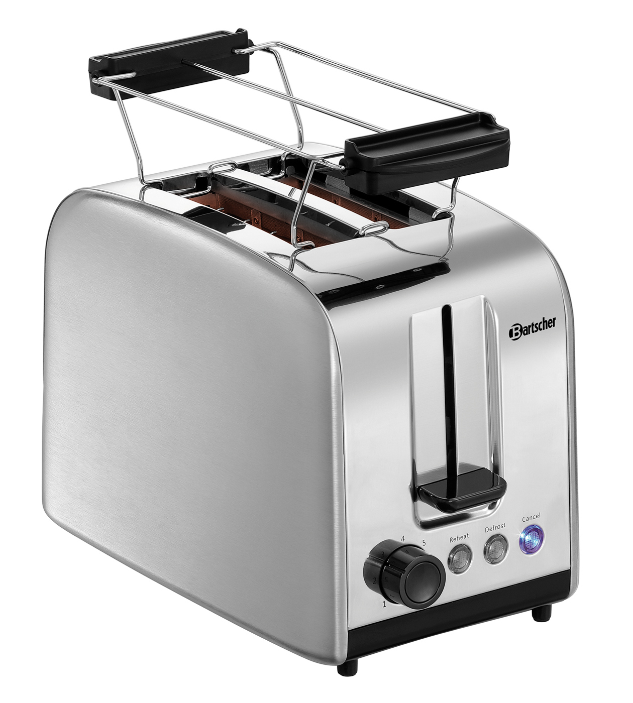 Bartscher Toaster TSBR20 | Kontrollleuchte: Auftauen ,Aufwärmen ,Abbruch | Maße: 16 x 27 x 200 cm. Gewicht: 1,4 kg