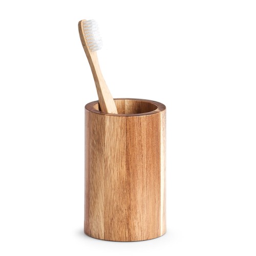 Zahnputzbecher, Akazie. Ø: 70 mm. Höhe: 110 mm.