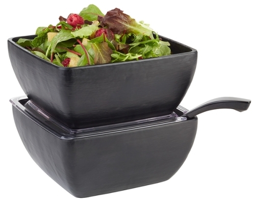 Schale -SLATE- 19 x 19 cm, H: 9 cm Melamin, schwarz, Schieferlook 1,5 Liter spülmaschinengeeignet stapelbar nicht