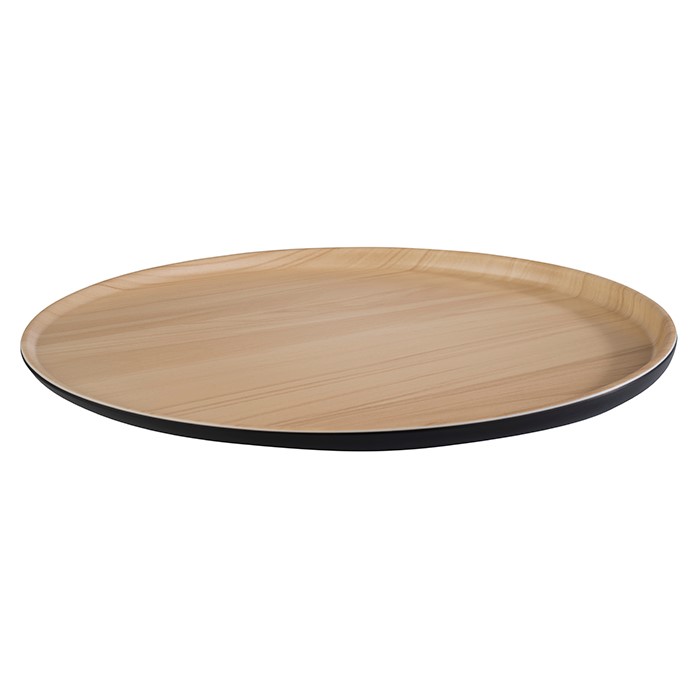 Tablett  "Frida" - Rund aus Melamin in Holzoptik mit Antirutsch-Füßchen.