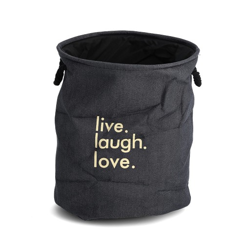 Wäschesammler "Denim", Baumwolle/Polyester, blau / Maße: Ø 40x50 cm