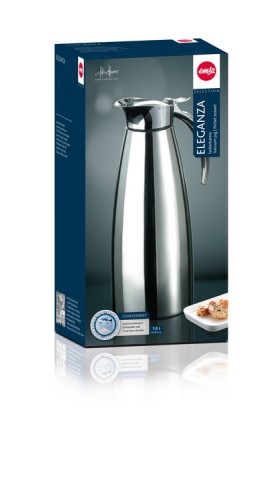 Isolierkanne Emsa ELEGANZA, Inhalt: 1,0 Liter, Höhe: 260 mm, aus Edelstahl, mit Einhandbedienung, Griff, Deckel und Ausgießer aus Metall verchromt.