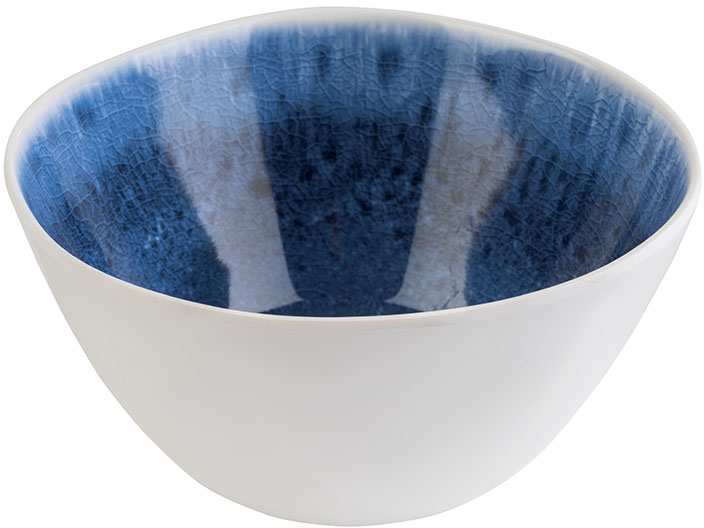 Schale -BLUE OCEAN- Ø 15 cm, H: 7,5 cm Melamin, 0,6 Liter innen: Dekor, blau außen: weiß spülmaschinengeeignet stapelbar
