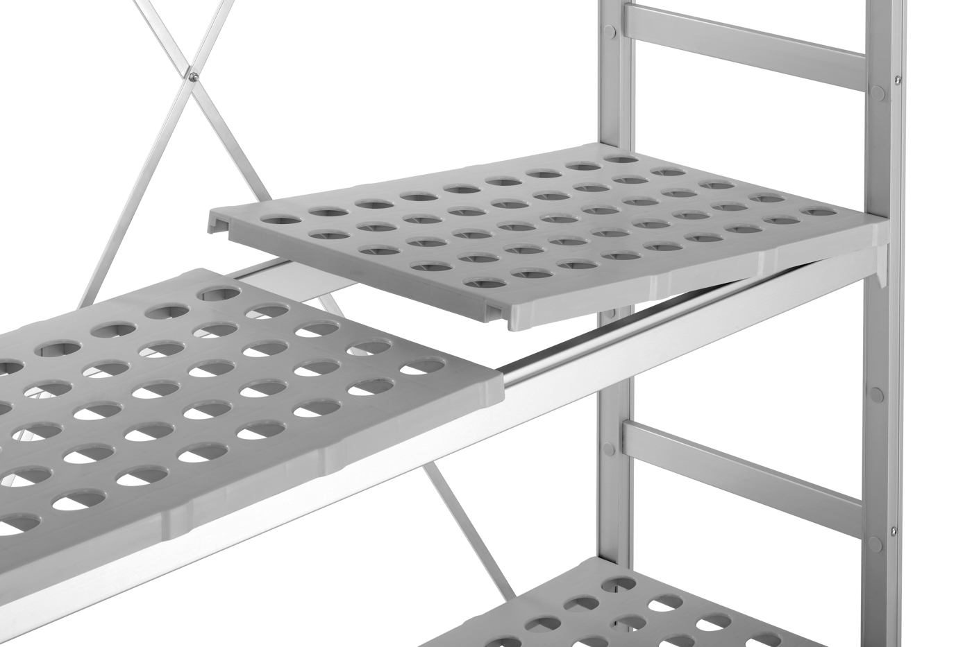 Bartscher Regalsystem Kit 4, B1070 | Bausatzbestehend aus: 2 Regalständern ,8 Einlegeböden |Maße: 114 x 36 x 179,0 cm. Gewicht: