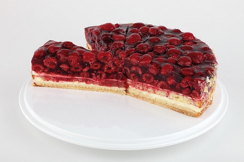 Torten- / Konditorplatte Ø 31 cm, H: 3,5 cm Melamin, weiß mit Antirutsch-Füßchen spülmaschinengeeignet stapelbar nicht