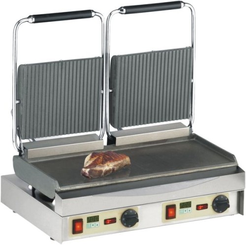 NEUMÄRKER Kamtschatka-Grill - oben geriffelt/unten glatt mit Digitaltimern 585x400x230/590 mm