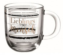 Leonardo Emozione Maxi-Tasse aus gehärtetem Glas, Premium-Qualität. Extra Robust. Logo: Lieblingsmensch