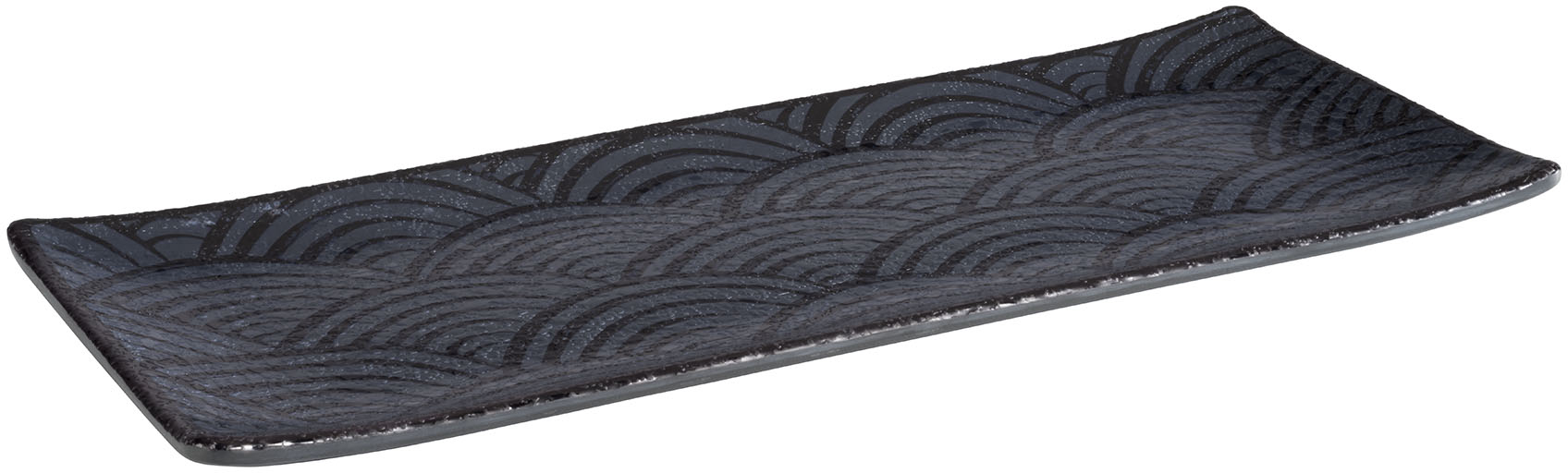 Tablett -DARK WAVE- 29 x 12 cm, H: 1,5 cm Melamin innen: Dekor außen: schwarz spülmaschinengeeignet stapelbar nicht