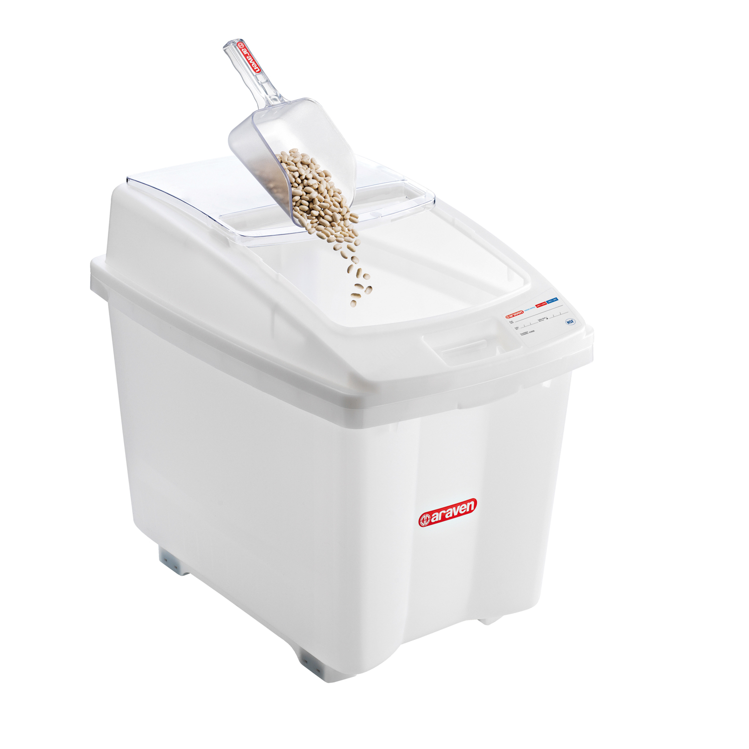 ARAVEN Vorratsbehälter 705x465x580mm mit 100 Liter Fassungsvermögen, durchsichtig