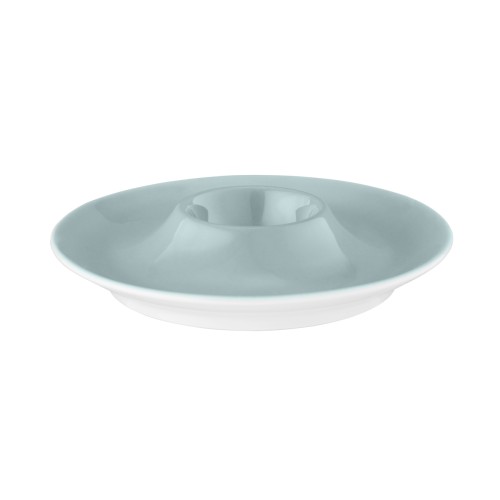 Seltmann Eierbecher mit Ablage, rund, Form: Coup Fine Dining, Dekor: 57271 türkis, hohe Kantenschlagfestigkeit, Made in Germany