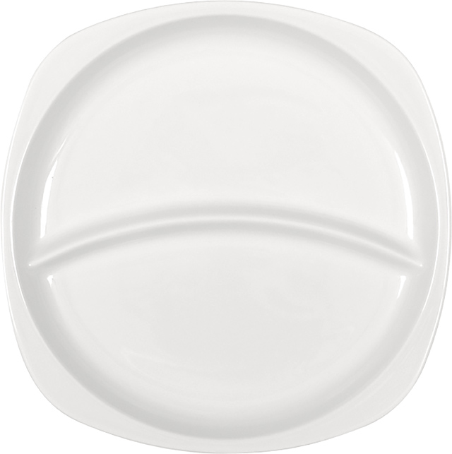 Bauscher Teller aus der Kollektion quadro, flach, eckig, 2-teilig, 23 cm, aus Porzellan