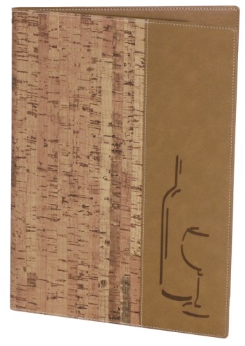 Weinkartenmappe aus Kunstleder, außen Korkimitat, leicht zu reinigen, langlebig, gut verarbeitet Länge: 34 cm, Breite: 24 cm, DIN A4