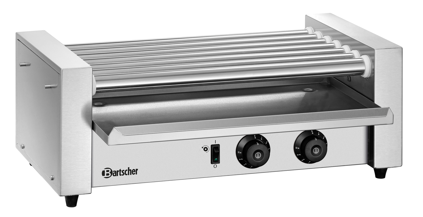 Bartscher Würstchen-Rollergrill 7181 |Kontrollleuchte: Heizen ,Rollen in Betrieb |Maße: 60 x 32 x 23,0 cm. Gewicht: 13,3 kg