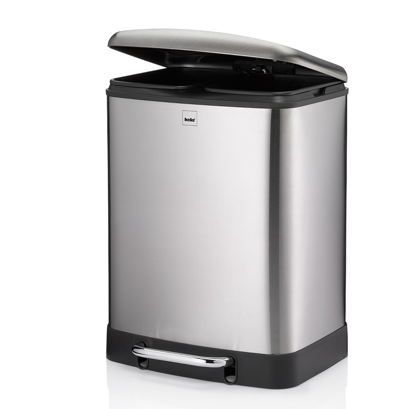 Mülltrenner Davino mit 2 x 12 Liter, aus Edelstahl, Farbe: silber matt, Länge: 37 cm, Breite: 34 cm, Höhe: 50 cm