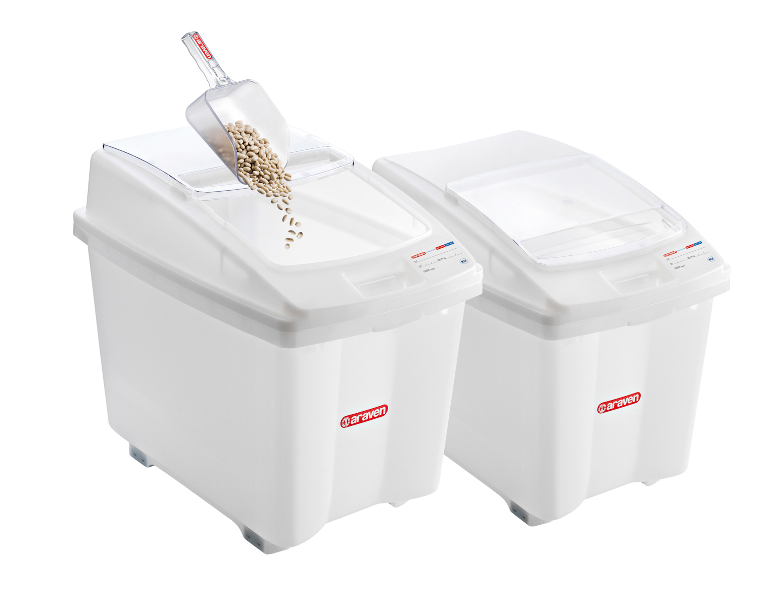 ARAVEN Vorratsbehälter 705x465x580mm mit 100 Liter Fassungsvermögen, durchsichtig