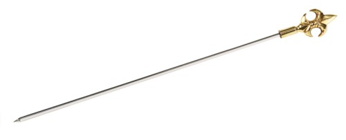 Motiv-Fleischspieße (Französische Lilie) aus Edelstahl, mit Motivgriffen aus massivem Messing, einzeln Gesamtlänge: 30,5 cm,